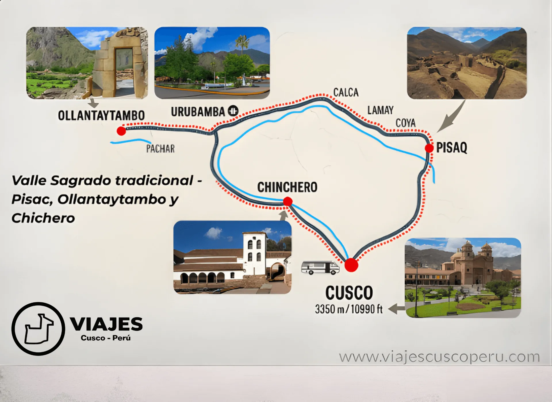 Mapa de la ruta de Valle Sagrado Vip