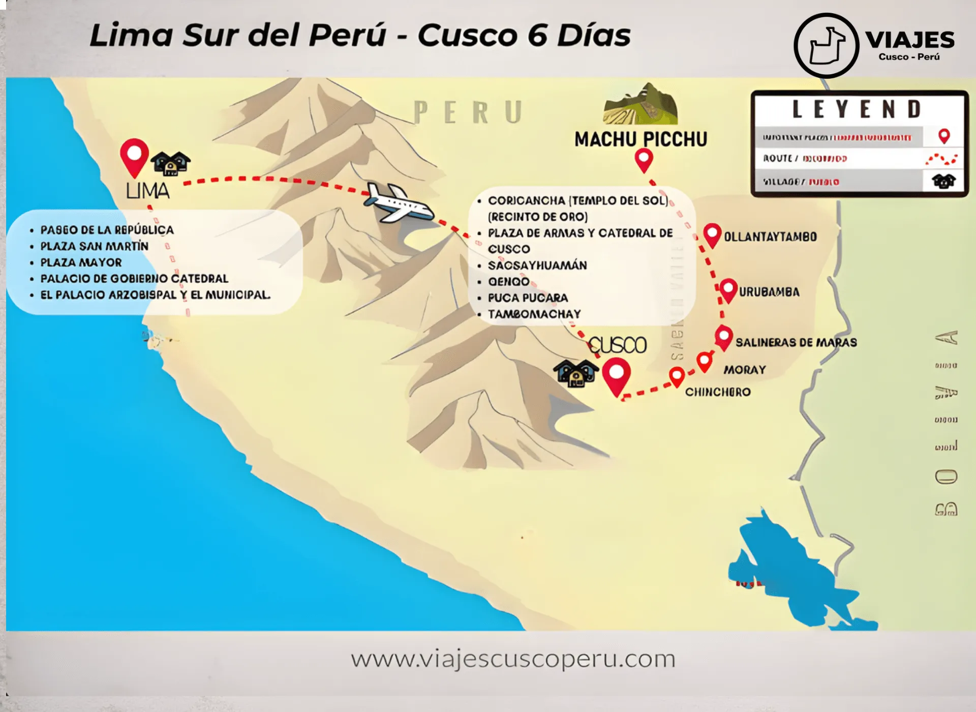 Mapa de la ruta de Itinerario Completo - 6 Días